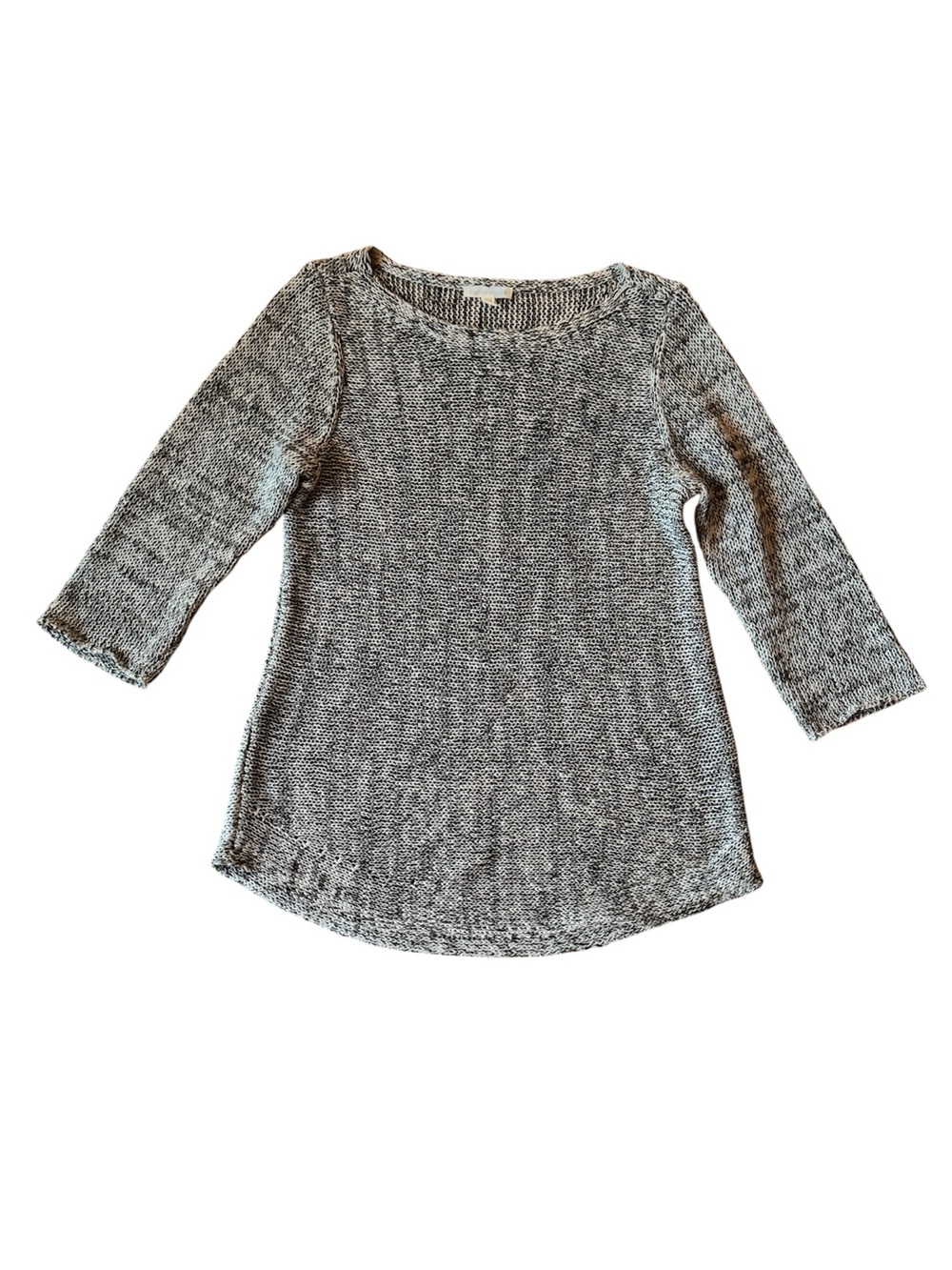 Eileen Fisher Open Knit Sweater Cotton Linen Relaxed Scoop Neck Medium